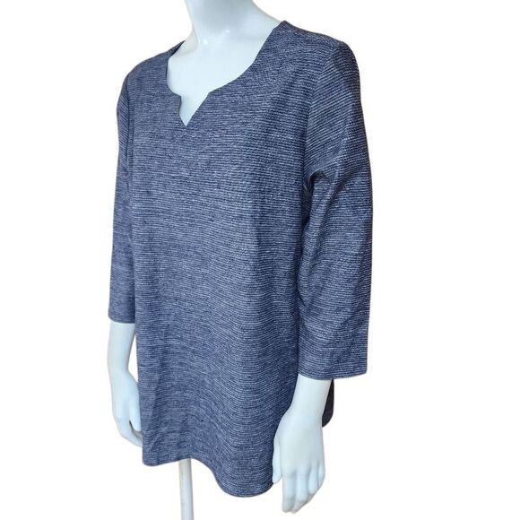 NWT Christopher & Banks Blue 3/4 Sleeve Boxy Tunic - Picture 1 of 5